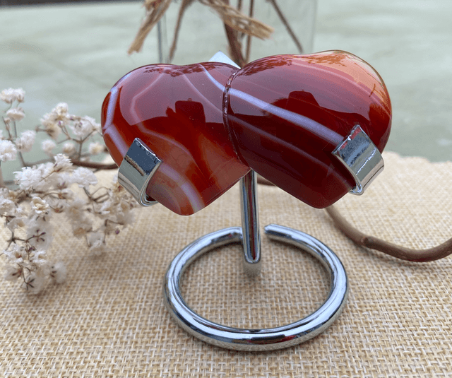 Double coeur en Cornaline 