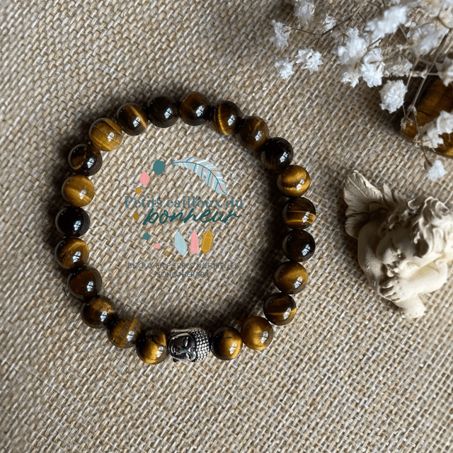 Bracelet Œil de Tigre avec tête de Bouddha 