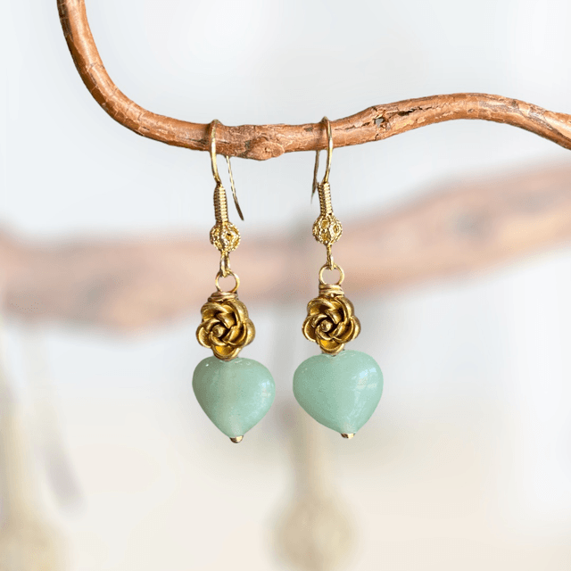Boucles d’oreilles en Aventurine verte - Harmonie du cœur 