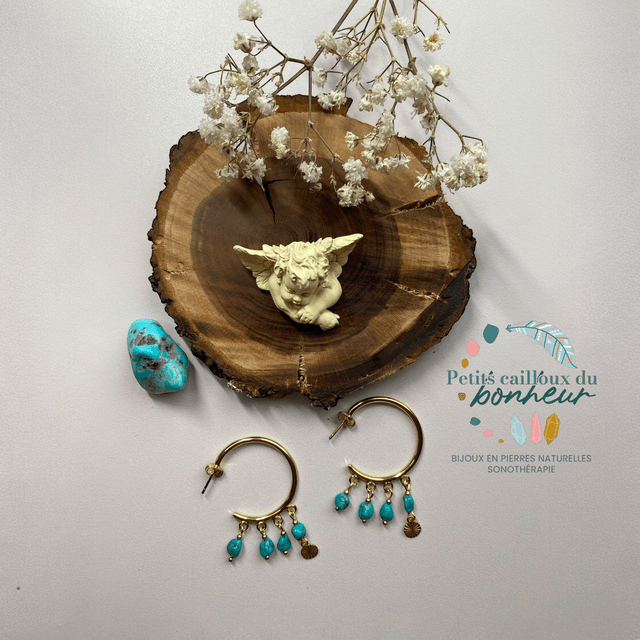 Créoles en Turquoise naturelle – Protection, Communication & Énergie positive