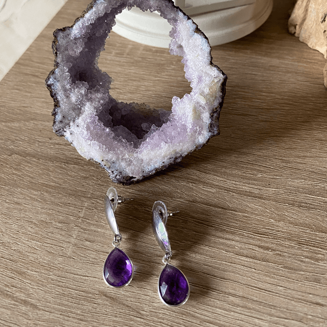 Boucles d’oreilles en améthyste facettée 