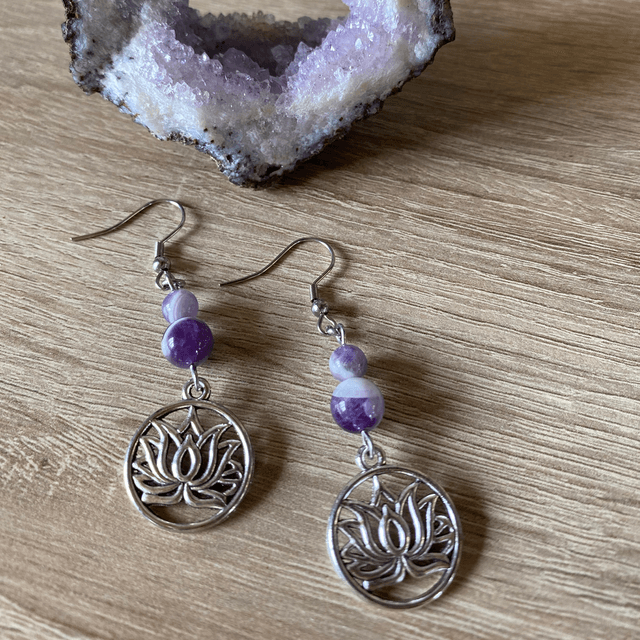Boucles d’oreilles en Améthyste chevronné
