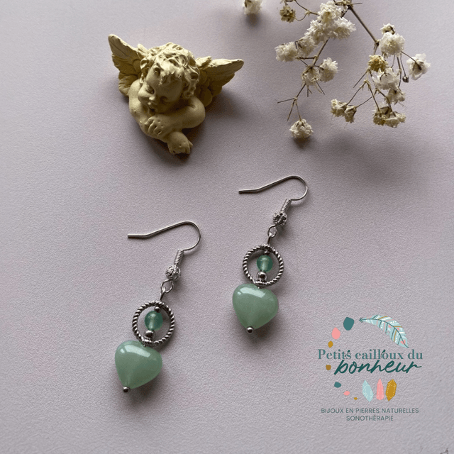 Boucles d’oreilles en Aventurine verte - Harmonie du cœur 