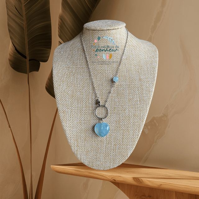 Collier Cœur de Sérénité en Aigue-Marine 