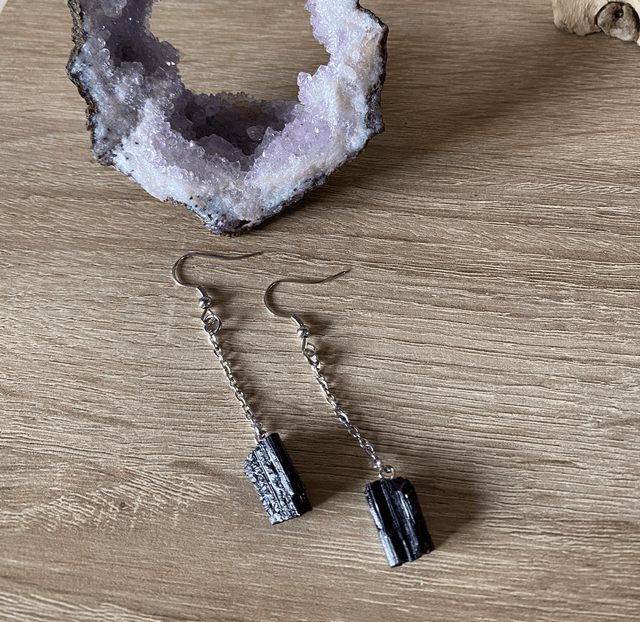Boucles d’oreilles en Tourmaline brute 