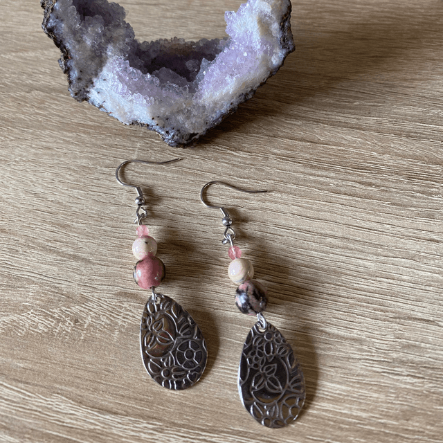 Boucles d’oreilles en Rhodochrosite & Rhodonite 