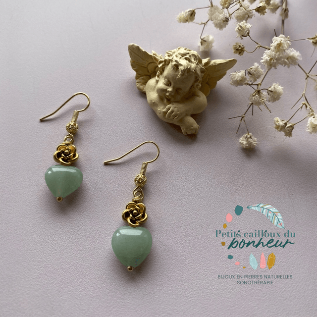 Boucles d’oreilles en Aventurine verte - Harmonie du cœur 