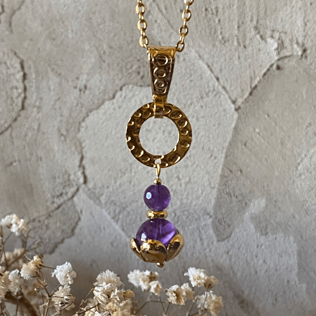 Collier améthyste fleurs – Intuition & spiritualité