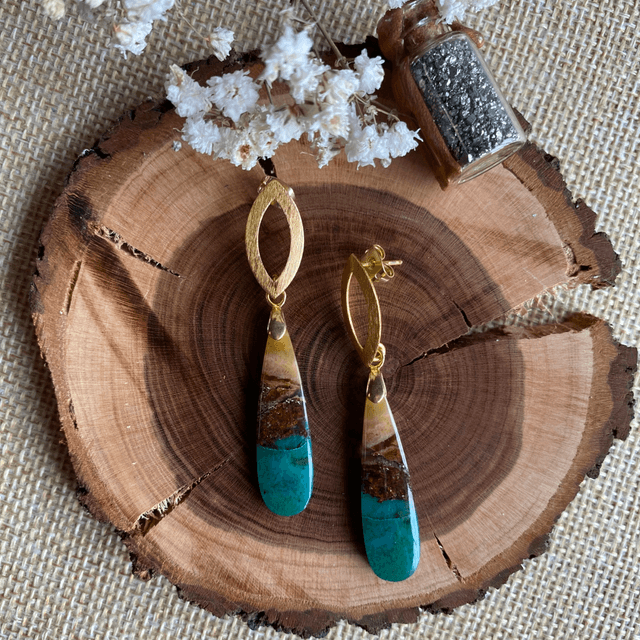 Boucles d’oreilles en bois opalisé 