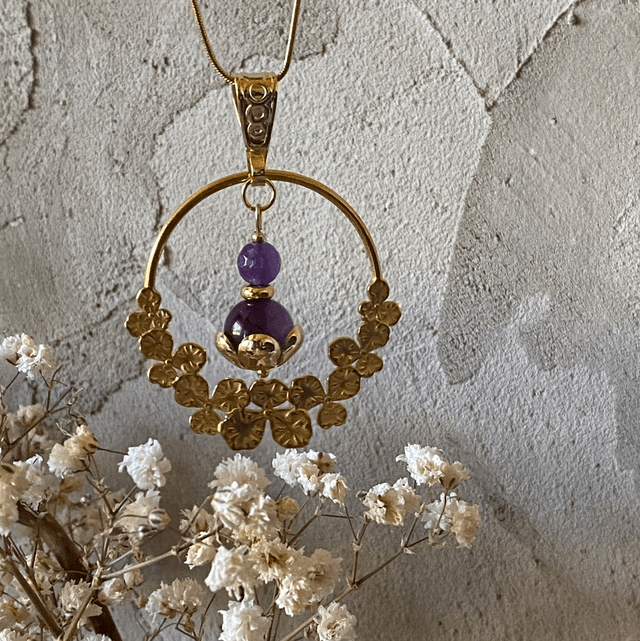Collier améthyste fleurs – Intuition & spiritualité