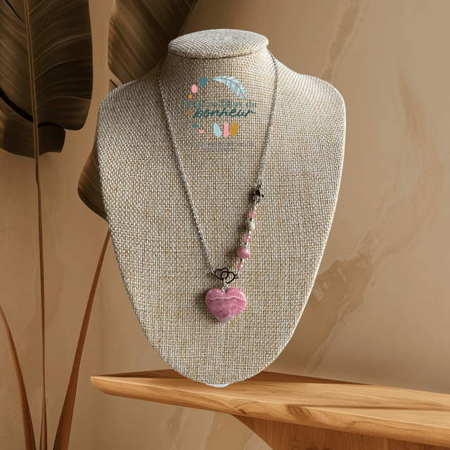 Collier Cœur d’Amour en Rhodochrosite