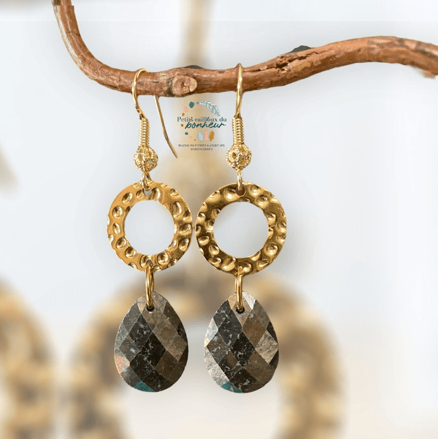 Boucles d’oreilles en Pyrite - Force & feu intérieur  