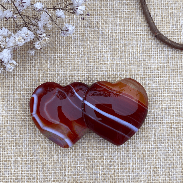 Double coeur en Cornaline 