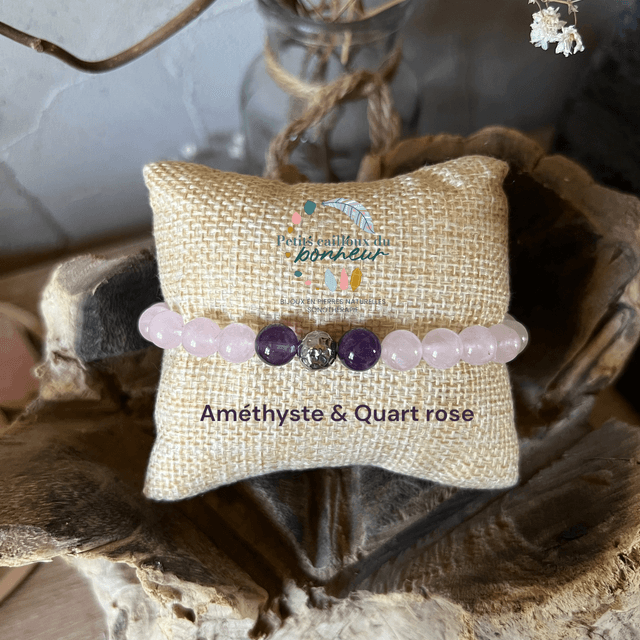 Bracelet Quartz Rose & Améthyste : Duo d’amour et de paix intérieure