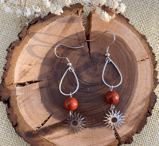 Boucles d’oreilles en Jaspe rouge 