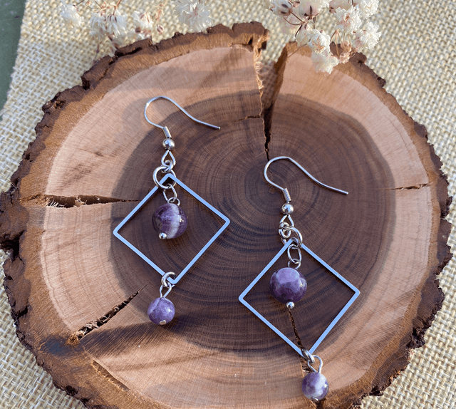 Boucles d’oreilles en Améthyste chevron 