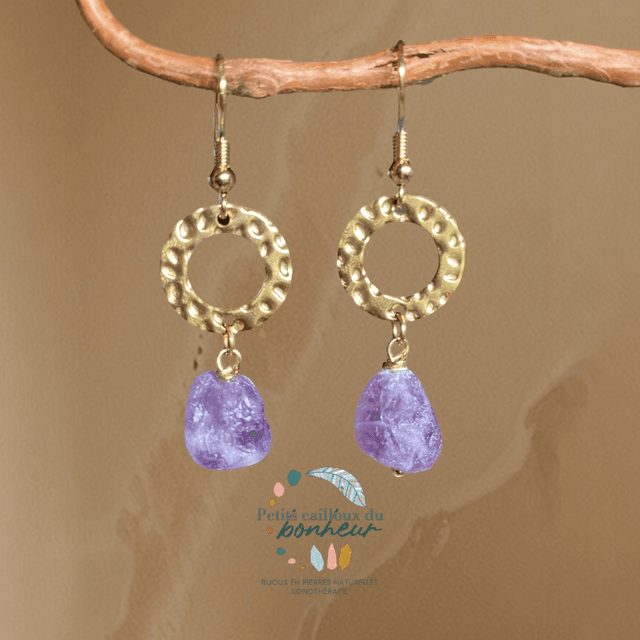 Boucles d’oreilles en améthyste brute