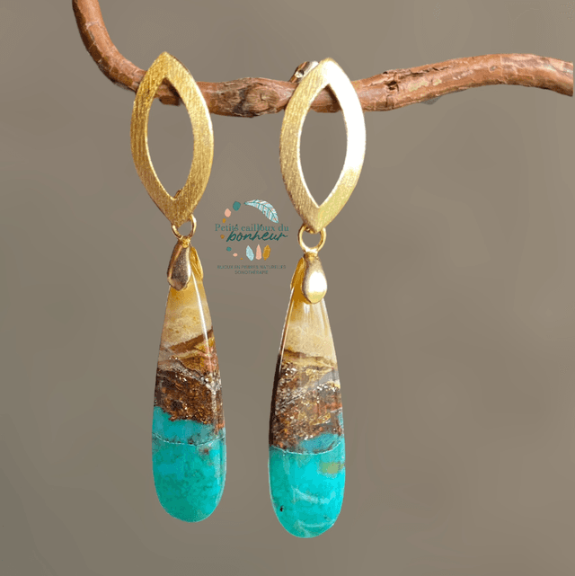Boucles d’oreilles en bois opalisé 