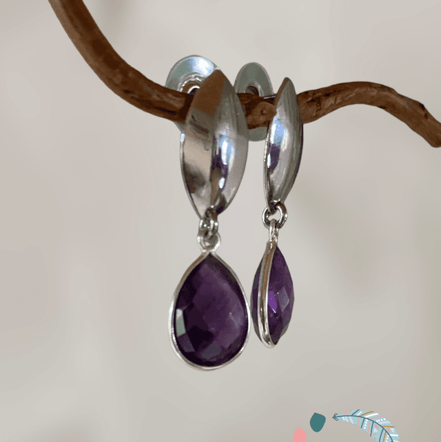 Boucles d’oreilles en améthyste facettée 