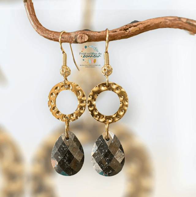 Boucles d’oreilles en Pyrite - Force &amp; feu intérieur  