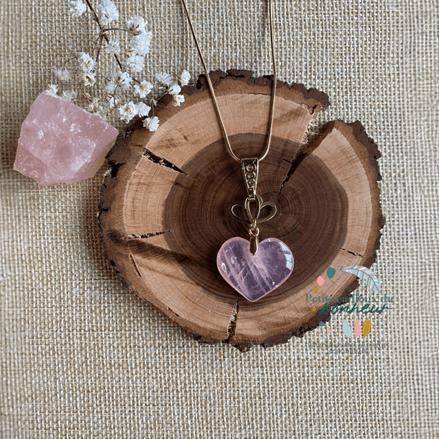 Collier Cœur de Tendresse en quartz rose 
